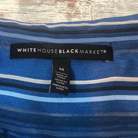 White House Black Market Striped Long Sleeve Surplice Blouse Medium - Picture 3 of 11